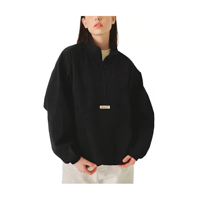 FILA Logo Half-Zip Pullover Sweatshirt Unisex Black Long-Sleeve FE2JKE5104X-BLK