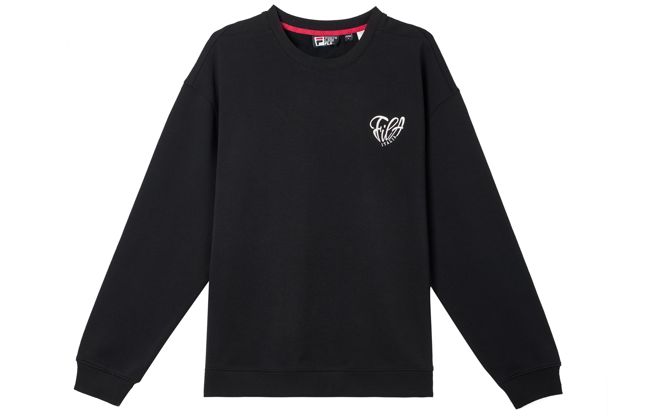 FILA Logo Heart Print Loose Fit Crewneck Sweatshirt Black - F11U439202F-BK