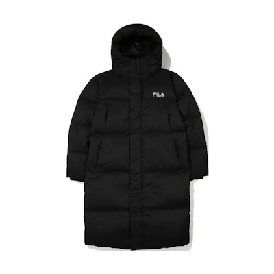 FILA Logo Hidden Zipper Down Jacket Unisex Black. FS2DJE4103X-BLK