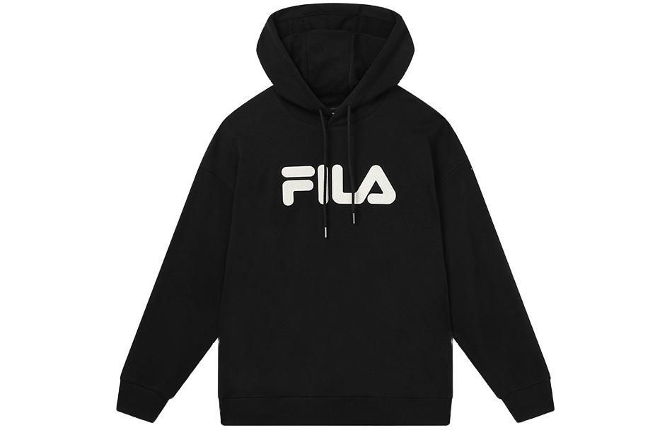 FILA Logo Hoodie Unisex Black Pullover Fleece F51U419298ABK