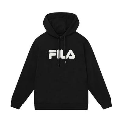 FILA Logo Hoodie Unisex Black Pullover Fleece F51U419298ABK