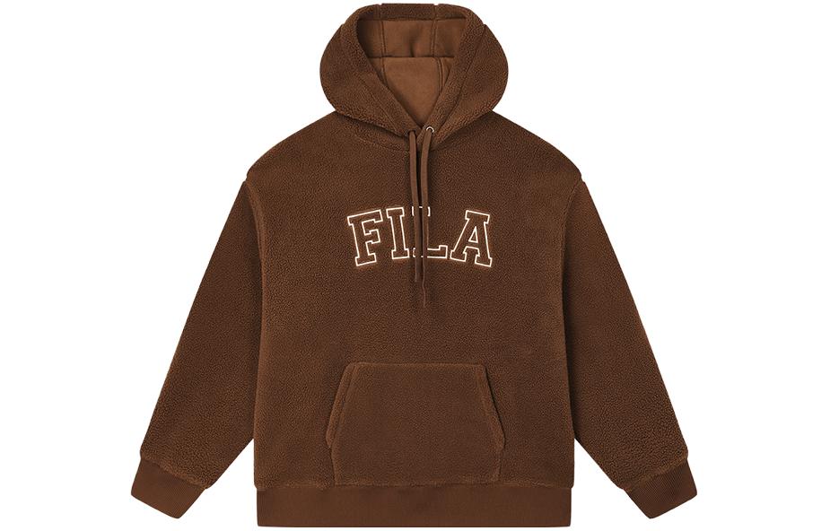 FILA Logo Hoodie Unisex Pullover in Coffee Khaki F11U339203F-DK