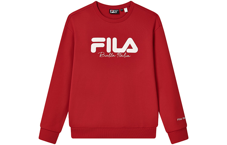FILA Logo Knit Pullover Sweatshirt Vintage Red Unisex Retro Style F11U249201F-RD