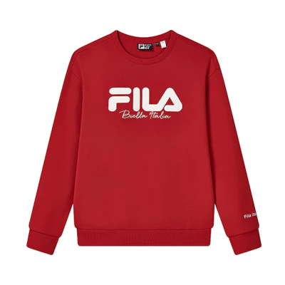 FILA Logo Knit Pullover Sweatshirt Vintage Red Unisex Retro Style F11U249201F-RD