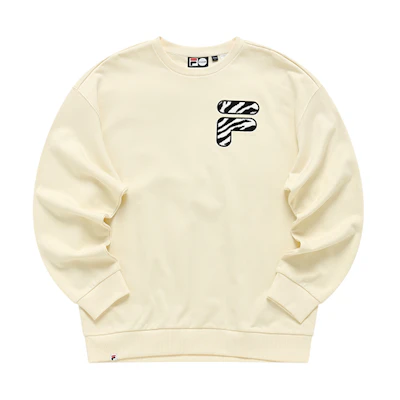FILA Logo Loose Fit Pullover Sweatshirt Unisex Vintage White T11U216207FIV