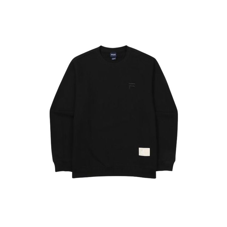 FILA Logo Patch Crewneck Sweatshirt Unisex Black FS2POF3101X-BLK