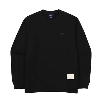 FILA Logo Patch Crewneck Sweatshirt Unisex Black FS2POF3101X-BLK