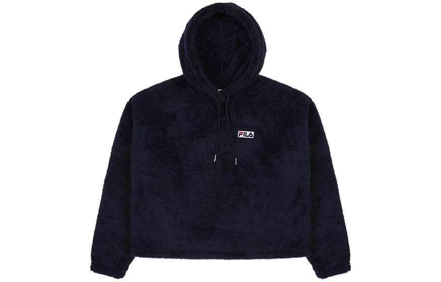 FILA Logo Patch Pullover Hoodie Unisex - Navy Blue FS2POC4152F-INA