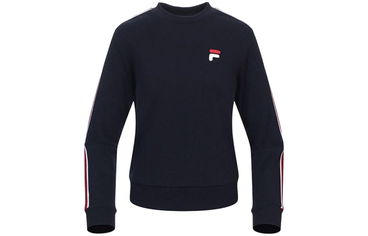 FILA Logo Patch Striped Crewneck Sweatshirt - Dark Blue FS2POC1154F-INA