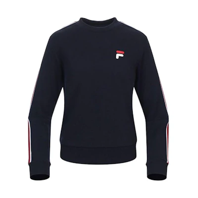FILA Logo Patch Striped Crewneck Sweatshirt - Dark Blue FS2POC1154F-INA