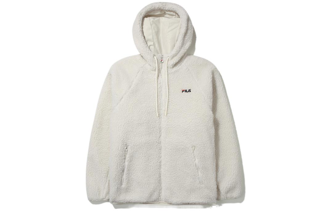 FILA Logo Patch Zip-Up Hoodie Jacket Unisex Beige FE2JKE6104X-CRM