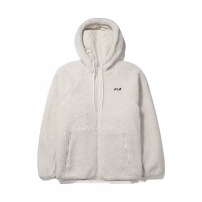 FILA Logo Patch Zip-Up Hoodie Jacket Unisex Beige FE2JKE6104X-CRM