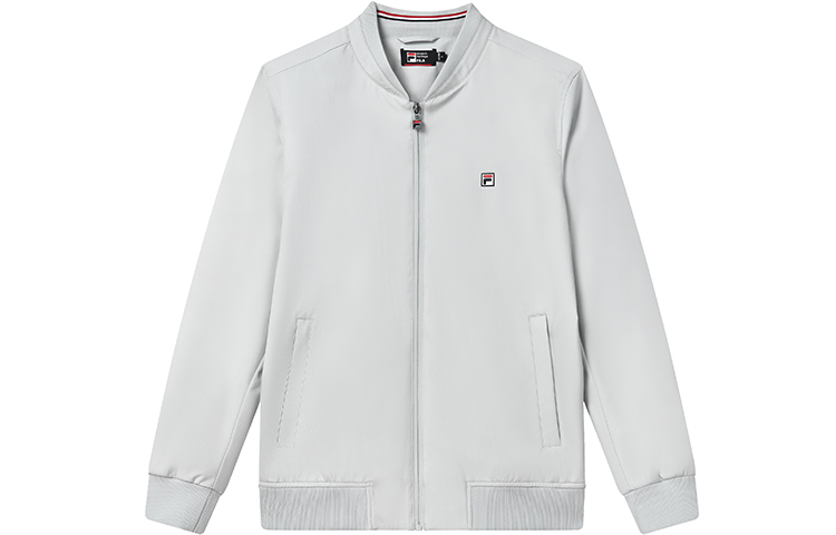 FILA Logo Print Baseball Collar Zip Jacket Light Gray F11M311703F-GY