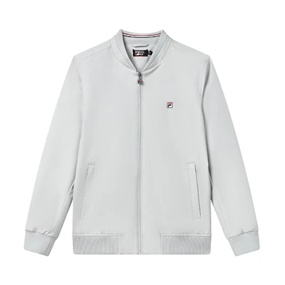FILA Logo Print Baseball Collar Zip Jacket Light Gray F11M311703F-GY