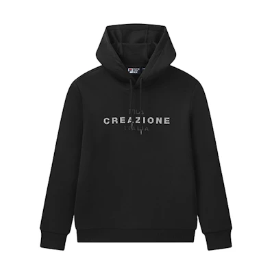 FILA Logo Print Black Hoodie for Men F11M048233F-BK