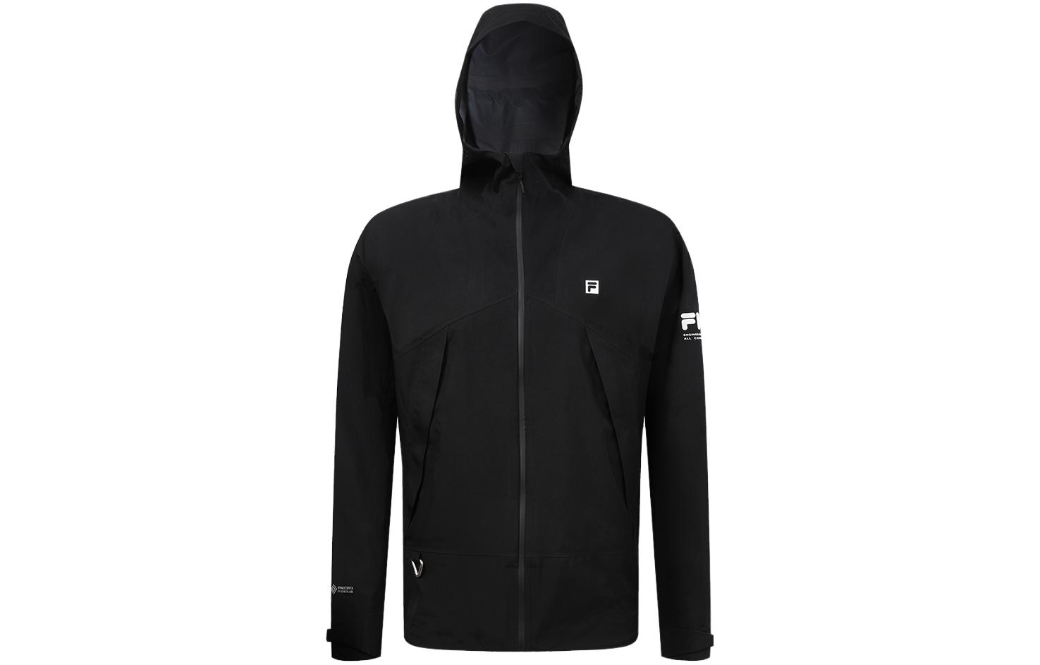 FILA Logo Print Black Woven Hooded Athletic Jacket A11M337707F-BK