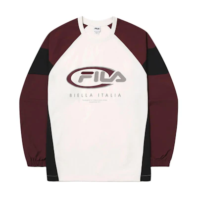 FILA Logo Print Colorblock Crewneck Sweatshirt Unisex - Maroon Red FS2POG3105X-WIN