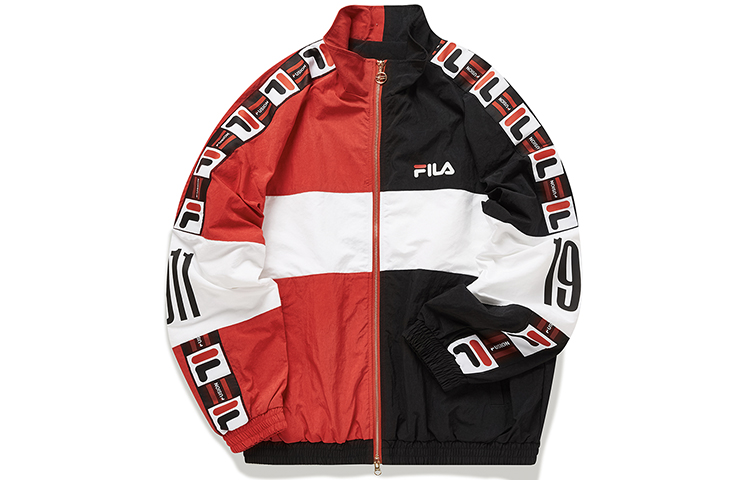 FILA Logo Print Colorblock Stand-Collar Woven Jacket Red () T11M012705FRD
