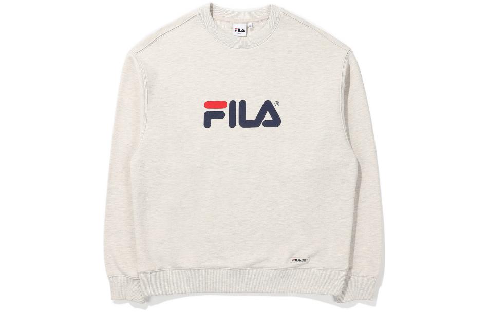 FILA Logo Print Crewneck Long Sleeve Sweatshirt Beige Unisex FE2POE5111X-OTL