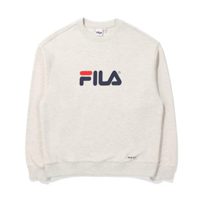 FILA Logo Print Crewneck Long Sleeve Sweatshirt Beige Unisex FE2POE5111X-OTL