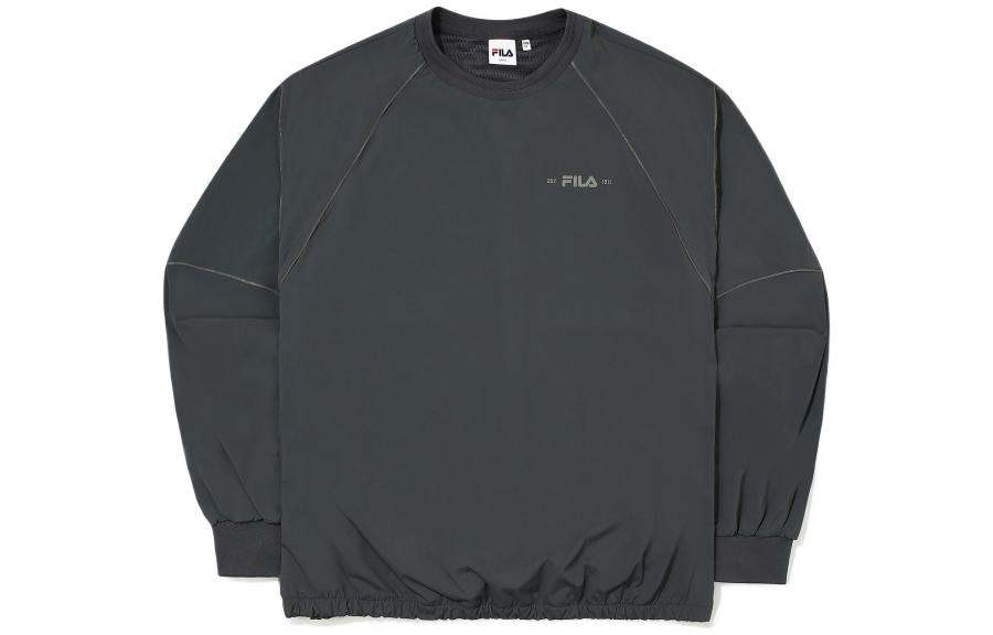 FILA Logo Print Crewneck Long Sleeve Sweatshirt Unisex Light Black FS2POE3110X-CGY