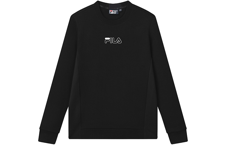 FILA Logo Print Crewneck Pullover Sweatshirt - Black F11M132253FBK