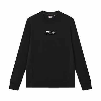FILA Logo Print Crewneck Pullover Sweatshirt - Black F11M132253FBK