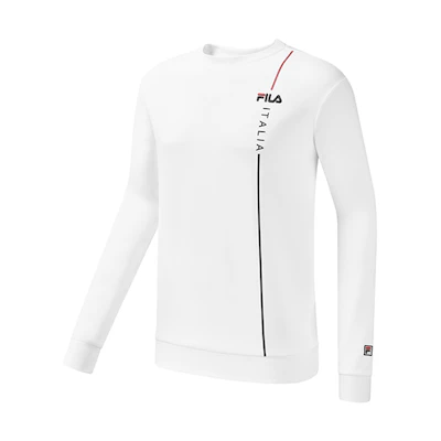 FILA Logo Print Crewneck Pullover Sweatshirt Jade White A11M113221F-WT