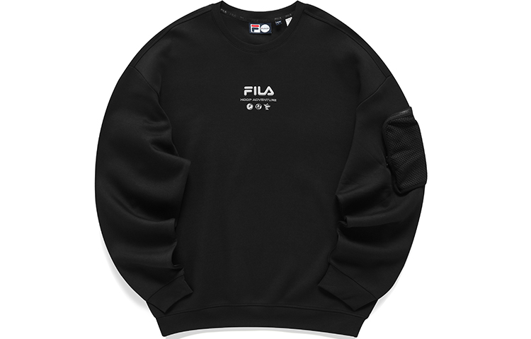 FILA Logo Print Crewneck Pullover Sweatshirt Men’s Deep Black T11M135201F-BK