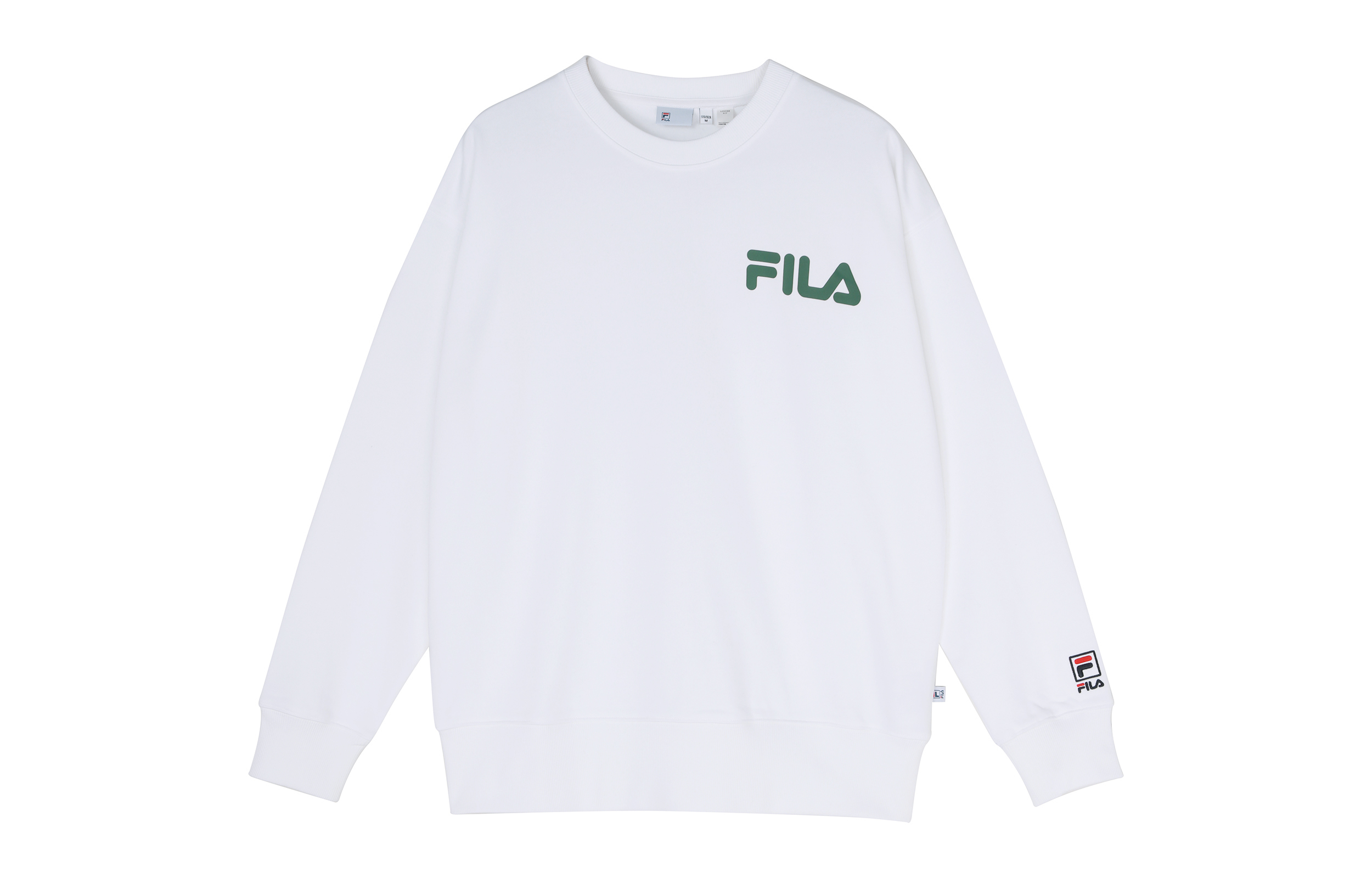 FILA Logo Print Crewneck Pullover Sweatshirt Unisex White T11U038205FWT