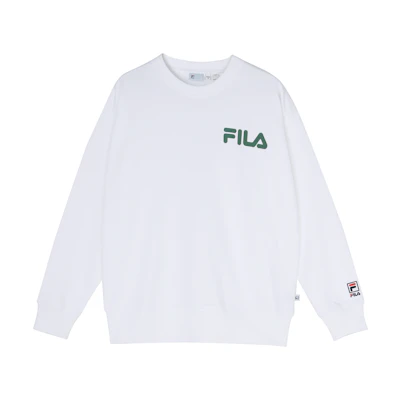 FILA Logo Print Crewneck Pullover Sweatshirt Unisex White T11U038205FWT