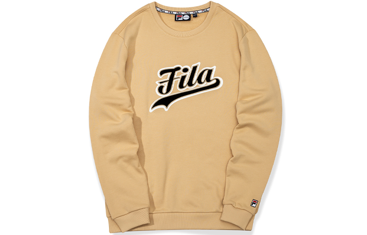 FILA Logo Print Crewneck Pullover Sweatshirt Yellow T11M032217F-BG