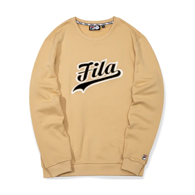 FILA Logo Print Crewneck Pullover Sweatshirt Yellow T11M032217F-BG