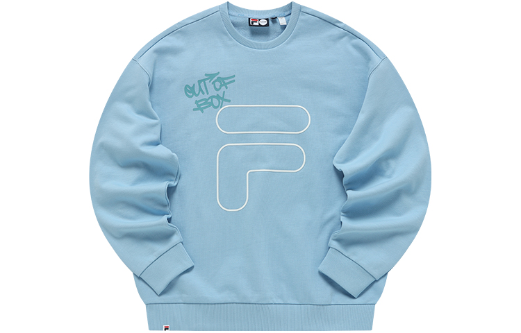 FILA Logo Print Crewneck Sweatshirt Couple Style in Daffodil Blue T11U216201F-LB