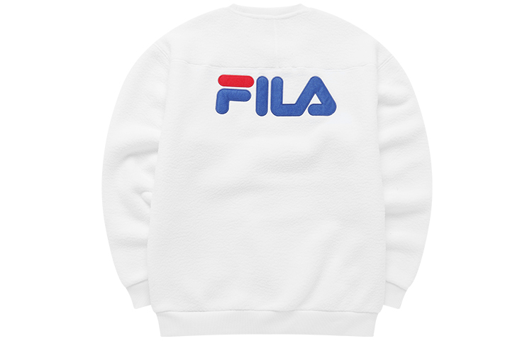 FILA Logo Print Fleece Pullover Sweatshirt Couples Standard White T11U146202FWT