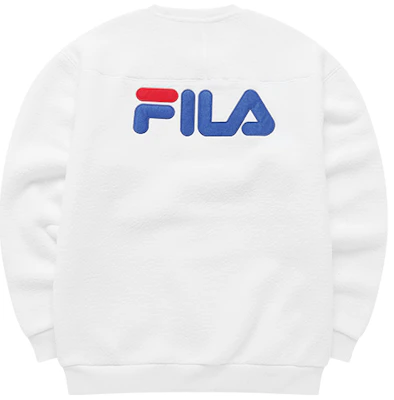 FILA 标志印花情侣款标准版白色抓绒套头衫 T11U146202FWT Buy FILA 标志印花情侣款标准版白色抓绒套头衫 T11U146202FWT