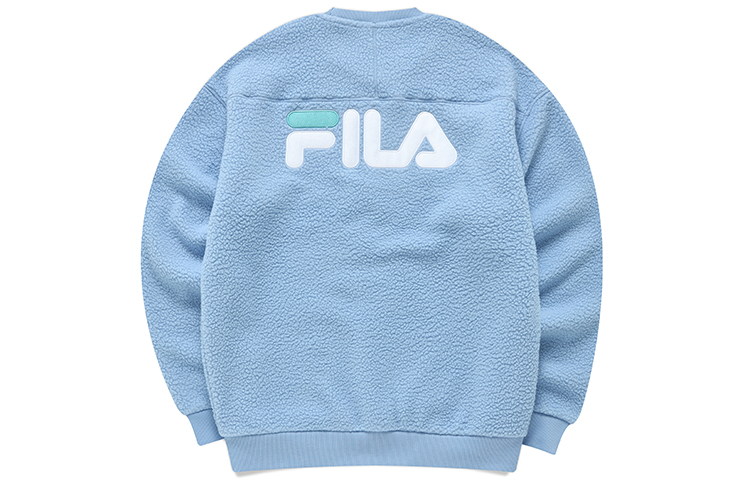 FILA Logo Print Fleece Pullover Sweatshirt Unisex - Dreamy Blue T11U146202F-LB
