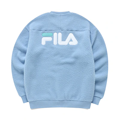 FILA Logo Print Fleece Pullover Sweatshirt Unisex - Dreamy Blue T11U146202F-LB