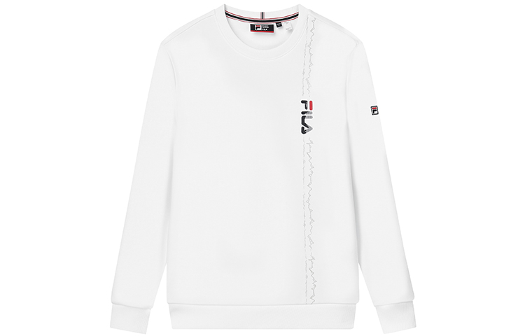 FILA Logo Print Fleece Pullover Sweatshirt Winter Standard White F11M141219F-WT
