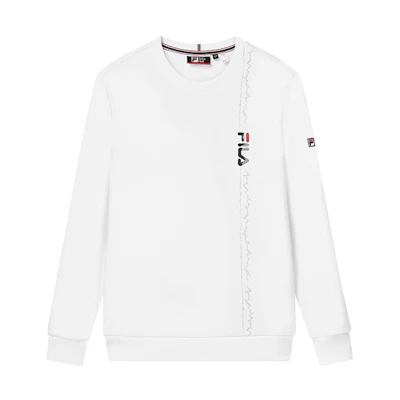 FILA Logo Print Fleece Pullover Sweatshirt Winter Standard White F11M141219F-WT