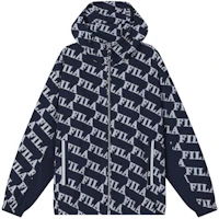 FILA Logo Print Hooded Casual Woven Jacket Full Print F11M419704F-ZB FILA Logo Print Hooded Casual Woven Jacket Full Print F11M419704F-ZB