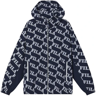 FILA Logo Print Hooded Casual Woven Jacket Full Print F11M419704F-ZB Order FILA Logo Print Hooded Casual Woven Jacket Full Print F11M419704F-ZB