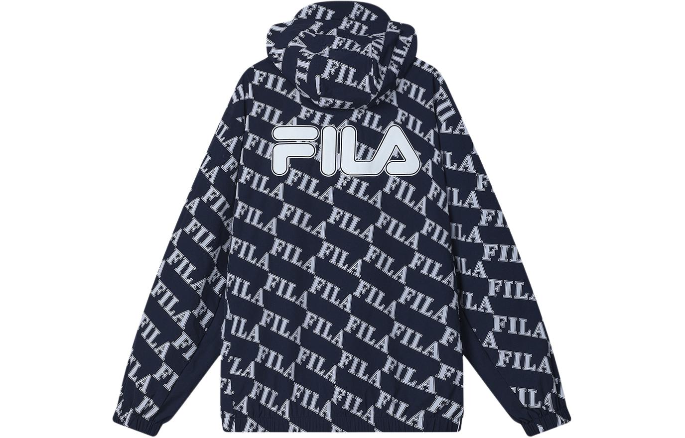 Lookbook FILA Logo Print Hooded Casual Woven Jacket Full Print F11M419704F-ZB
