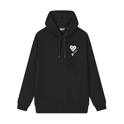 FILA Logo Print Hoodie Unisex - Jet Black F11U319203F-BK