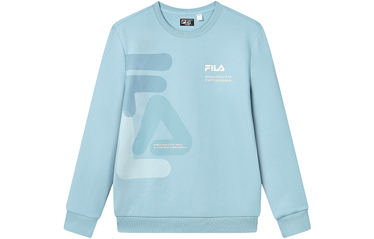 FILA Logo Print Knit Crewneck Pullover Sweatshirt Men Matte Blue F11M319214F-LB