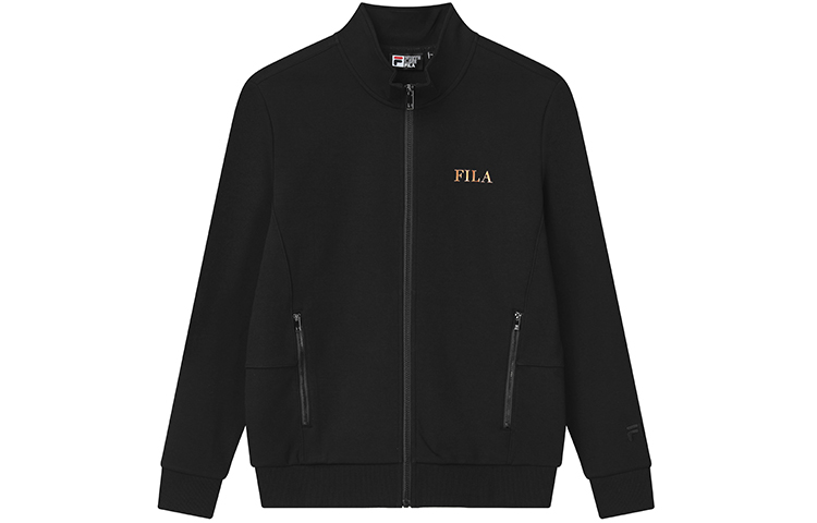 FILA Logo Print Knit Track Jacket Black Long-Sleeve Style F11M138553F-BK