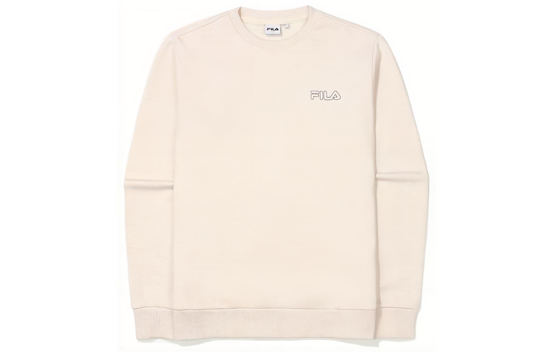 FILA Logo Print Long Sleeve Pullover Sweatshirt Unisex Oatmeal Color FS2POE3107X-OTL