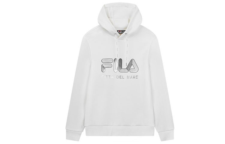FILA Logo Print Men’s Pullover Hoodie Sweatshirt Casual Style - Cloud Mushroom White F11M018219FWT