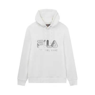 FILA Logo Print Men’s Pullover Hoodie Sweatshirt Casual Style - Cloud Mushroom White F11M018219FWT