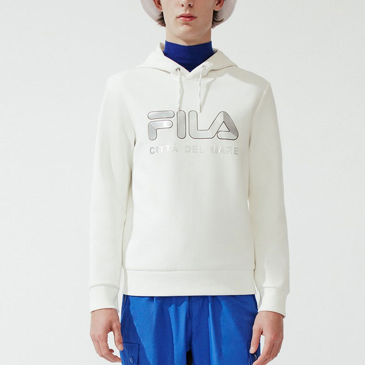 FILA Logo Print Men’s Pullover Hoodie Sweatshirt Casual Style - Cloud Mushroom White F11M018219FWT 圖 5